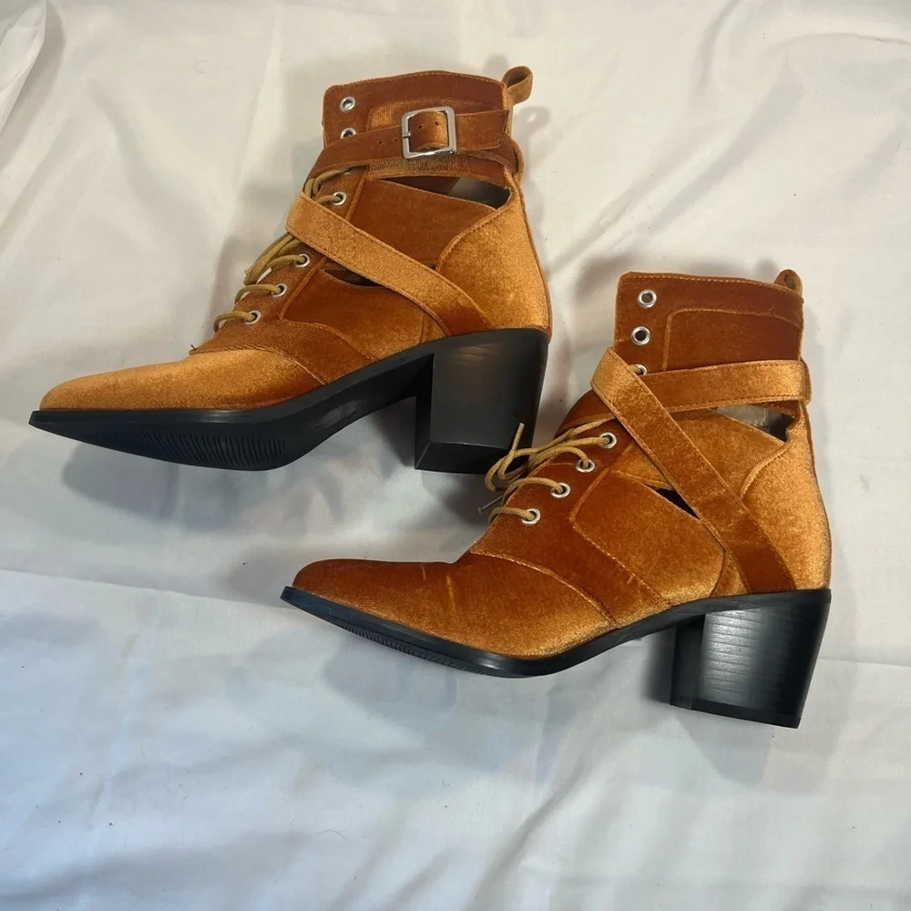 Like New!!!  Nasty Gal Copper Velvet Velour Booties